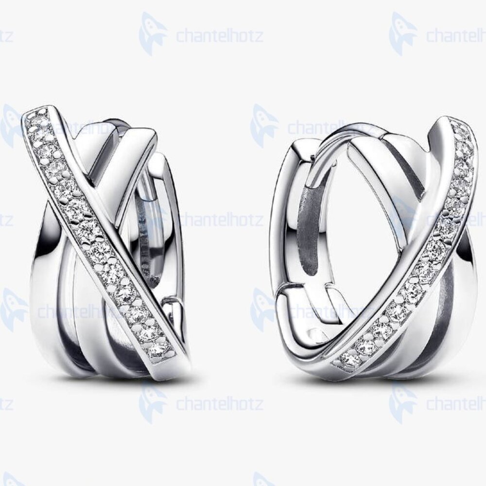 Pandora Crossover Pavé Hoop Earrings